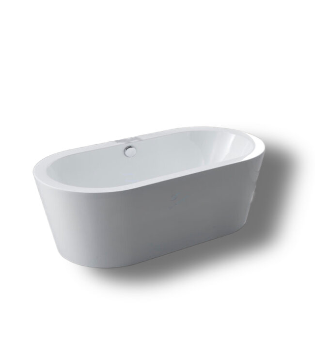 Vrijstaand bad Liberta Ovaal 170x80x60 cm Glasvezelversterkt Hoogwaardig Acryl Glans Wit met Badwaste en Overloop