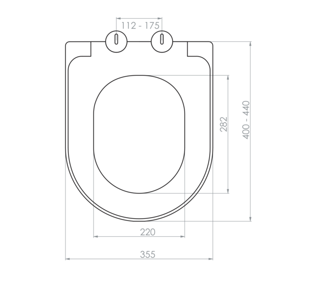 WC-Bril softclose Duroplast Quick Release, Inox Scharnieren 35,5x44 cm