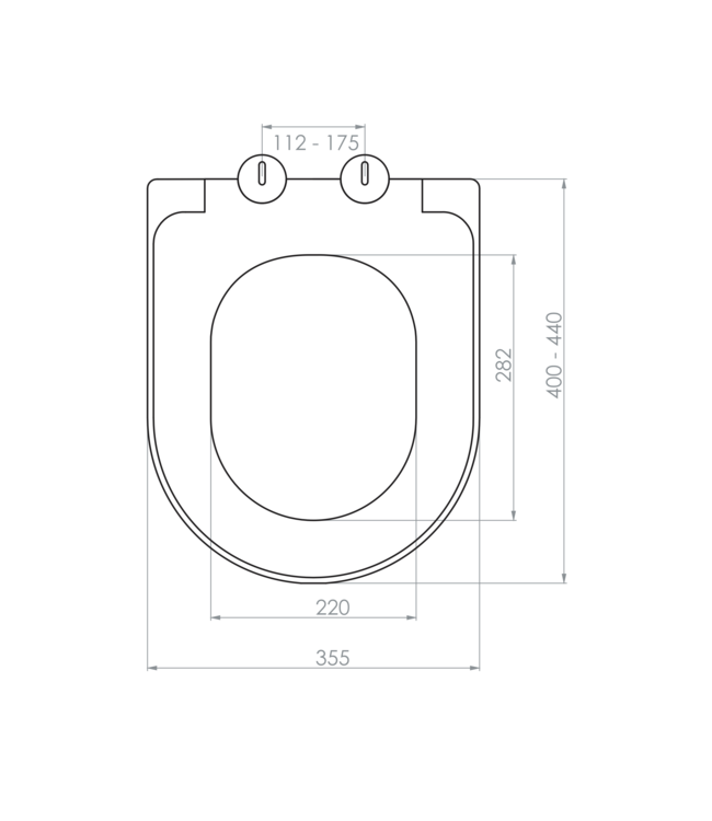 WC-Bril softclose Duroplast Quick Release, Inox Scharnieren 35,5x44 cm