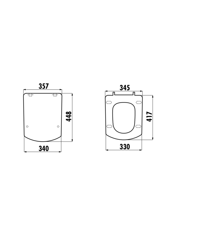 Toiletbril Softclose Creavit Lara Mat Zwart vierkant Duroplast Inox Scharnieren 35x43x4cm
