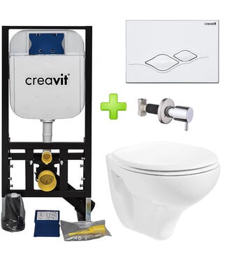 CREAVIT Inbouw toilet set Creavit Hangtoilet met Bidet Glans Wit compleet  met toiletbril softcloset