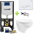 Inbouw toilet set Creavit Hangtoilet Glans Wit compleet  met toiletbril softcloset
