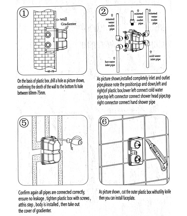 CREAVIT Inbouw Regendouche set Aloni Mat Zwart 25 cm Rond Hoofddouche muur Thermostaatkraan incl. handdouche