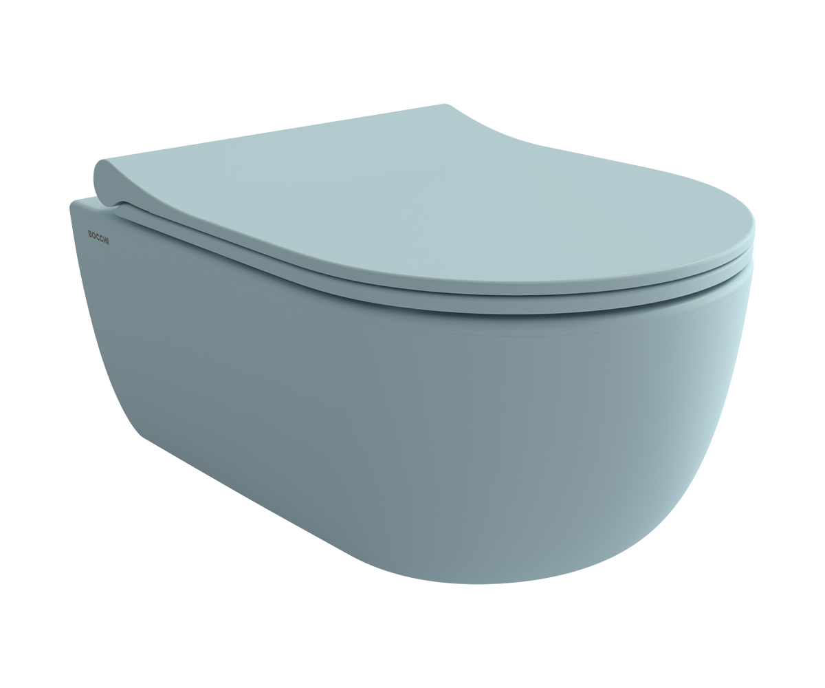 Laag puzzel Leidinggevende Hangend Toilet Compact Bocchi V-Tondo Mat Ice Blue Randloos 49cm excl.
