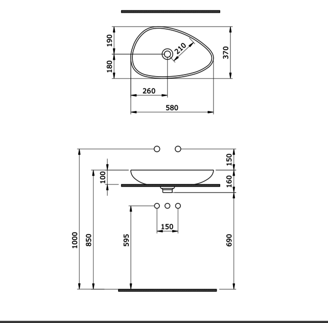 Opbouw wasbak Bocchi Etna Mat Wit 58x37x16 cm Keramiek
