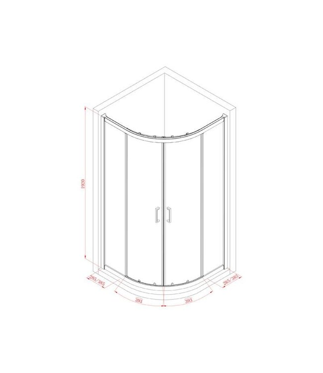 Douchecabine James Kwartrond 90x90x192cm Schuideuren 6mm veiligheidsglas