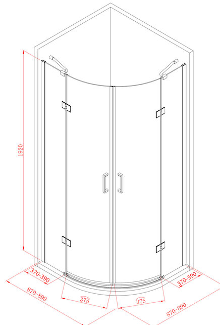 Douchecabine Infinty Kwartrond 100x100x192 cm Chroom Helderglas 6 mm Veiligheidsglas