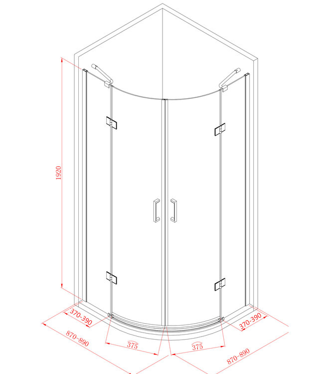 SANI-SUPPLY Douchecabine Infinty Kwartrond 100x100x192 cm Chroom Helderglas 6 mm Veiligheidsglas