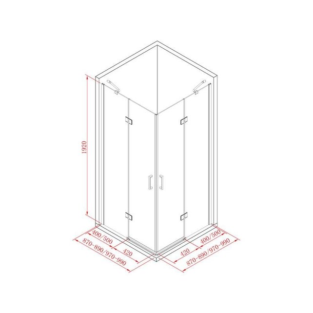 Douchecabine Infinty Vierkant 90x90 cm Draaideur Helderglas 6 mm veligheidsglas