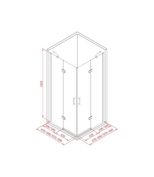 Douchecabine Infinty Vierkant 100x100 cm Draaideur Helderglas 6 mm veiligheidsglas