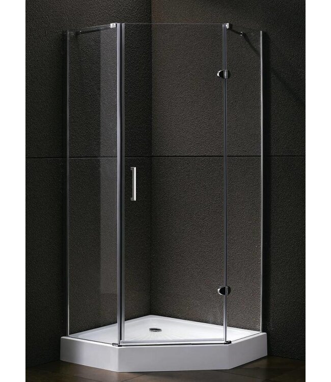 Douchecabine Infinty Vijfhoek 100x100 cm Draaideur Helderglas 6 mm veiligheidsglas