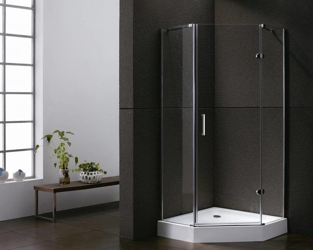 Douchecabine Infinty Vijfhoek 100x100 cm Draaideur Helderglas 6 mm veiligheidsglas