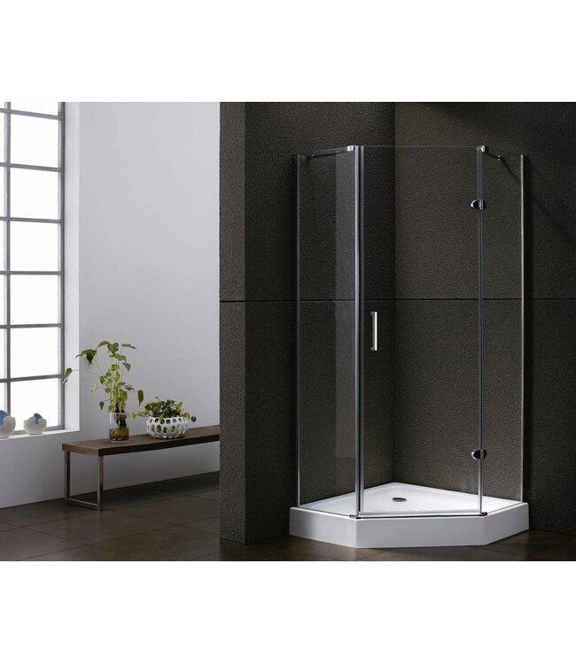 SANI-SUPPLY Douchecabine Infinty Vijfhoek 90x90 cm Draaideur Helderglas 6 mm veiligheidsglas