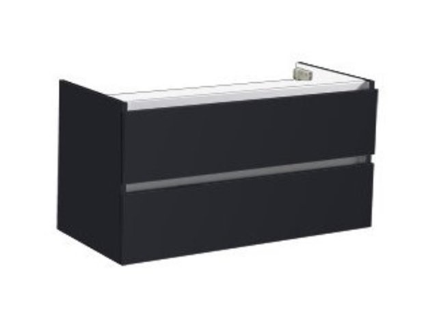 Badkamermeubel set Trendline Glans Wit 100x47x52 cm met natuursteen blad en Waskom