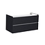 SANI-SUPPLY Badkamermeubel set Trendline Glans Wit 100x47x52 cm met natuursteen blad en Waskom