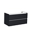 Badkamermeubel set Trendline Glans Wit 100x47x52 cm met natuursteen blad en Waskom