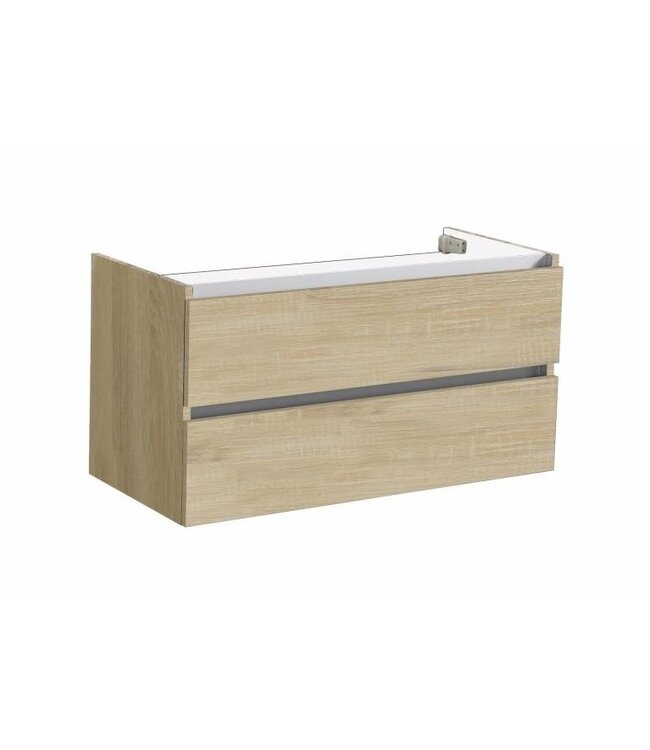 Badkamermeubel set Trendline Glans Wit 100x47x52 cm met natuursteen blad en Waskom