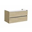 SANI-SUPPLY Badkamermeubel set Trendline Glans Wit 100x47x52 cm met natuursteen blad en Waskom