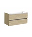 Badkamermeubel set Trendline Glans Wit 100x47x52 cm met natuursteen blad en Waskom