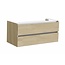 SANI-SUPPLY Badkamermeubel set Trendline Glans Wit 120x47x52 cm met natuursteen blad en Waskom