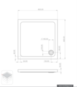 Douchebak Queen Hoog Vierkant 80x80x15cm Antislip Wit