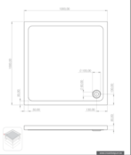 Douchebak Queen Hoog Vierkant 90x90x15cm Antislip Wit