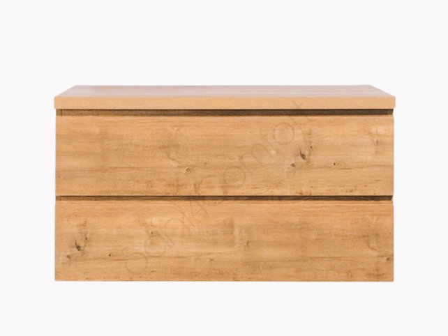 Badkamermeubel 100x50x45cm Sally Mat Eiken Topblad  zonder uitsparing