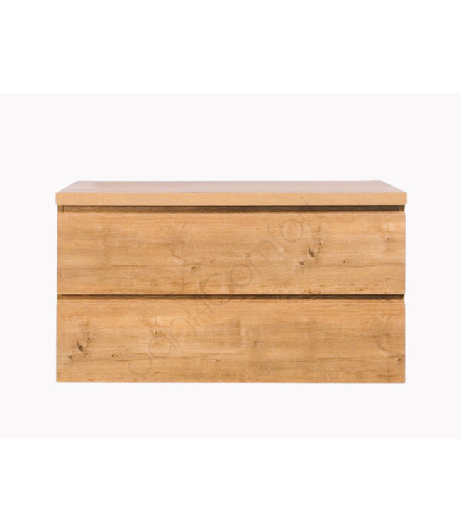 Badkamermeubel 100x50x45cm Sally Mat Eiken Topblad  zonder uitsparing