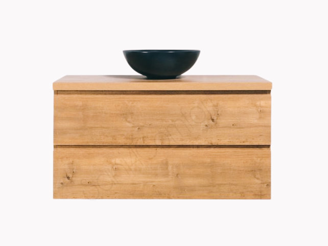 Badkamermeubel 100x50x45cm Sally Mat Eiken Topblad  zonder uitsparing