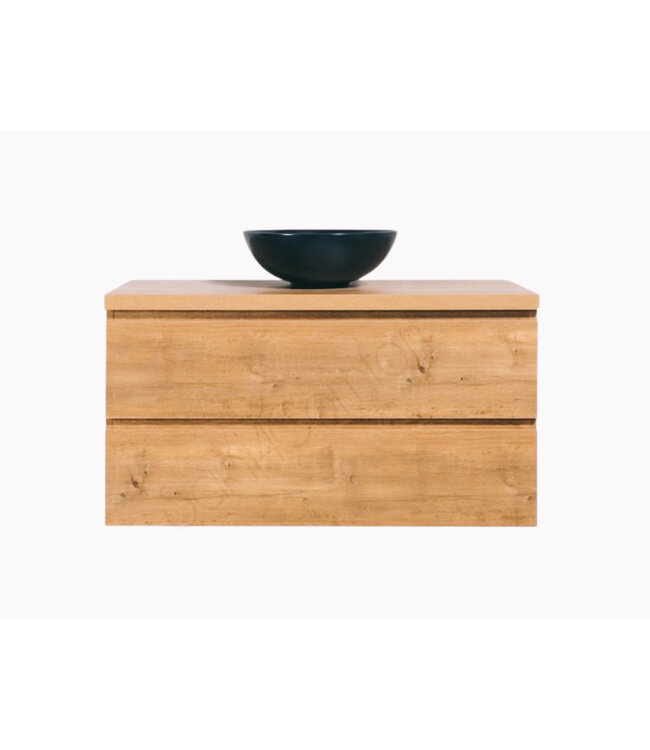 Badkamermeubel 100x50x45cm Sally Mat Eiken Topblad  zonder uitsparing