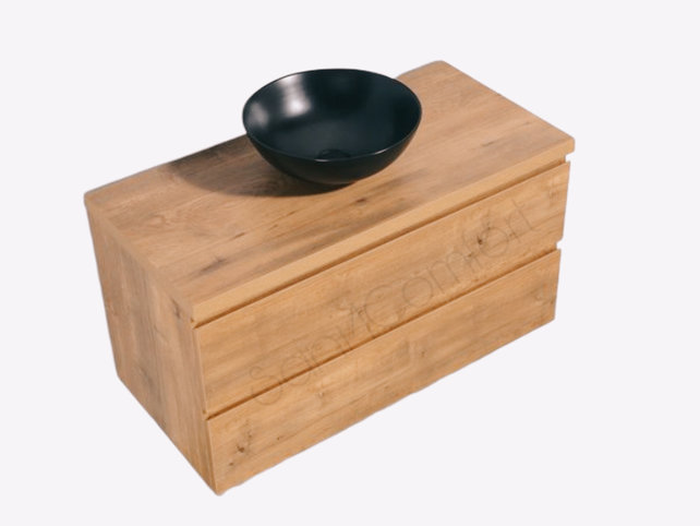 Badkamermeubel 100x50x45cm Sally Mat Eiken Topblad  zonder uitsparing