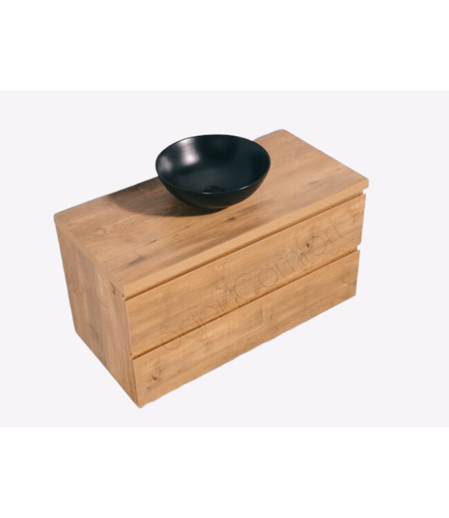Badkamermeubel 100x50x45cm Sally Mat Eiken Topblad  zonder uitsparing