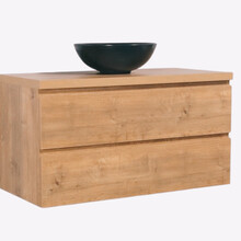 Badkamermeubel 100x50x45cm Sally Mat Eiken Topblad  zonder uitsparing