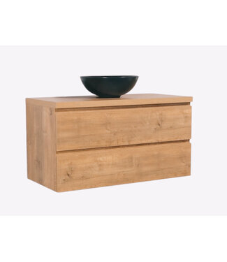 ALONI Badkamermeubel 100x50x45cm Sally Mat Eiken Topblad  zonder uitsparing