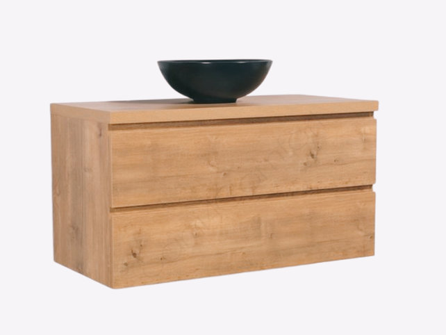 Badkamermeubel 100x50x45cm Sally Mat Eiken Topblad  zonder uitsparing