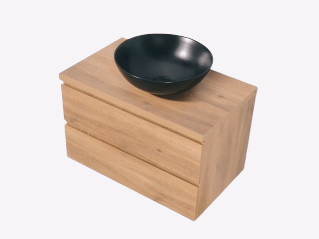 Badkamermeubel 80x50x45cm Sally Mat Eiken Topblad  zonder uitsparing