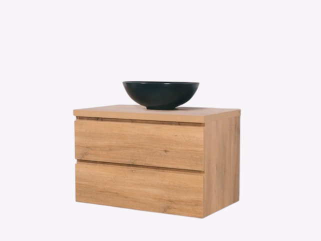 Badkamermeubel 80x50x45cm Sally Mat Eiken Topblad  zonder uitsparing