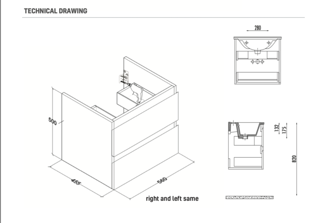 Badkamermeubel 60x50x45cm Sally Mat Eiken Topblad  zonder uitsparing