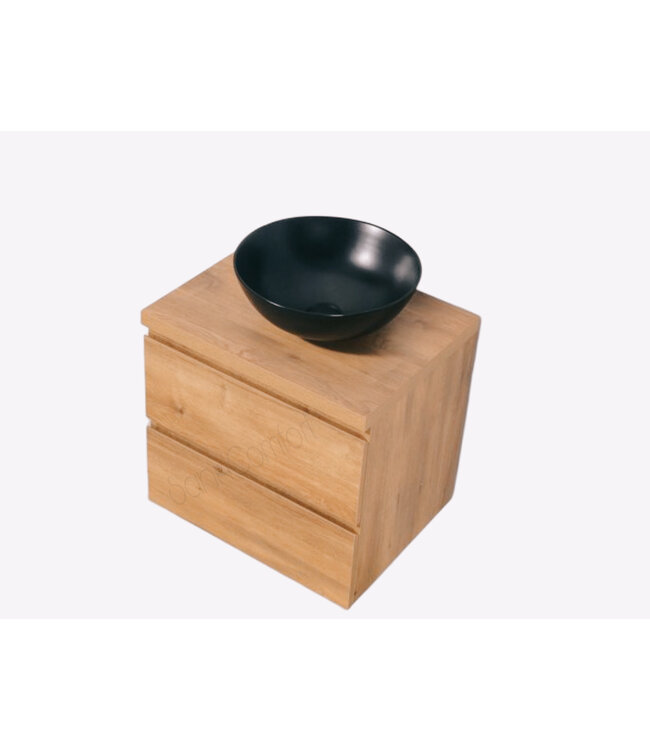 Badkamermeubel 60x50x45cm Sally Mat Eiken Topblad  zonder uitsparing