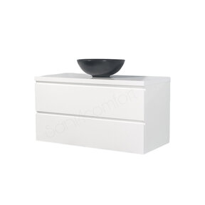 Badkamermeubel 100x50x45cm Sally Glans Wit Topblad zonder uitsparing