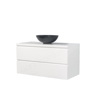 ALONI Badkamermeubel 100x50x45cm Sally Glans Wit Topblad zonder uitsparing