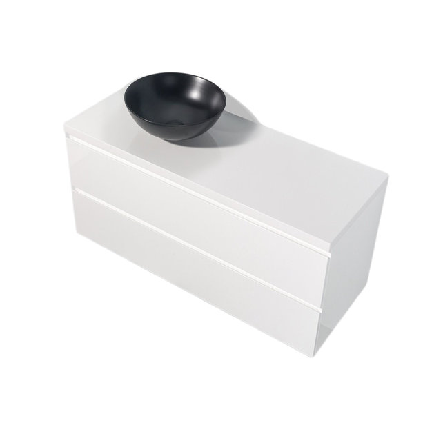 Badkamermeubel 120x50x45cm Sally Glans Wit Topblad zonder uitsparing