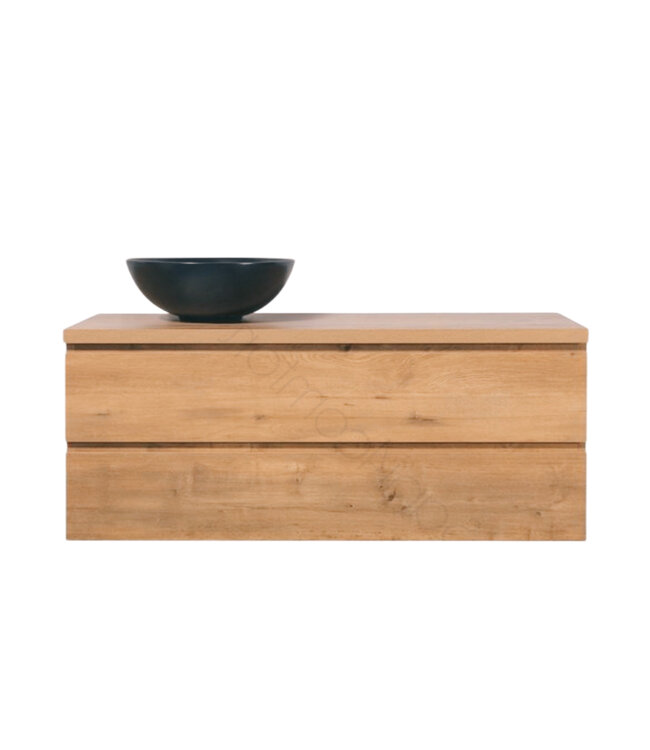 Badkamermeubel 120x50x45cm Sally Mat Eiken Topblad  zonder uitsparing