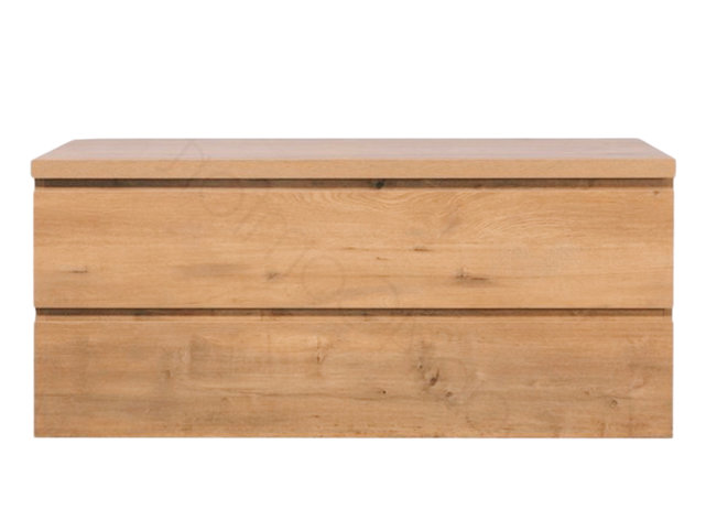 Badkamermeubel 120x50x45cm Sally Mat Eiken Topblad  zonder uitsparing Badkamermeubel 120x50x45cm Sally Mat Eiken Topblad  zonder uitsparing