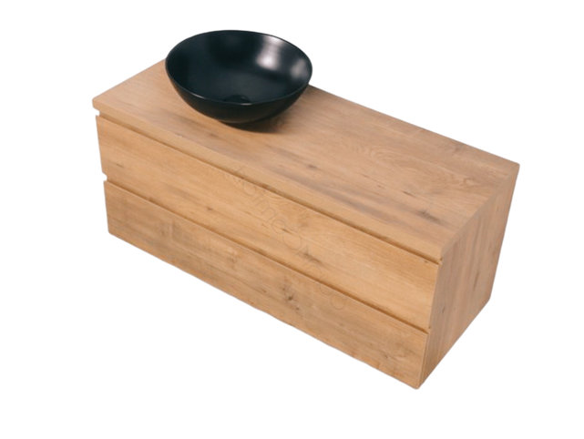 Badkamermeubel 120x50x45cm Sally Mat Eiken Topblad  zonder uitsparing Badkamermeubel 120x50x45cm Sally Mat Eiken Topblad  zonder uitsparing
