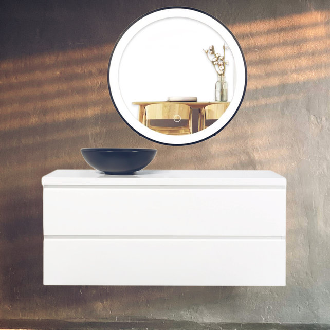 Badkamermeubel 120x50x45cm Sally Mat Wit Topblad zonder uitsparing