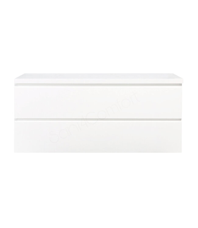 Badkamermeubel 120x50x45cm Sally Mat Wit Topblad zonder uitsparing