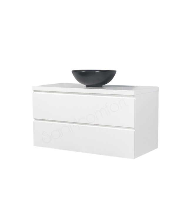 Badkamermeubel 100x50x45cm Sally Mat Wit Topblad zonder uitsparing