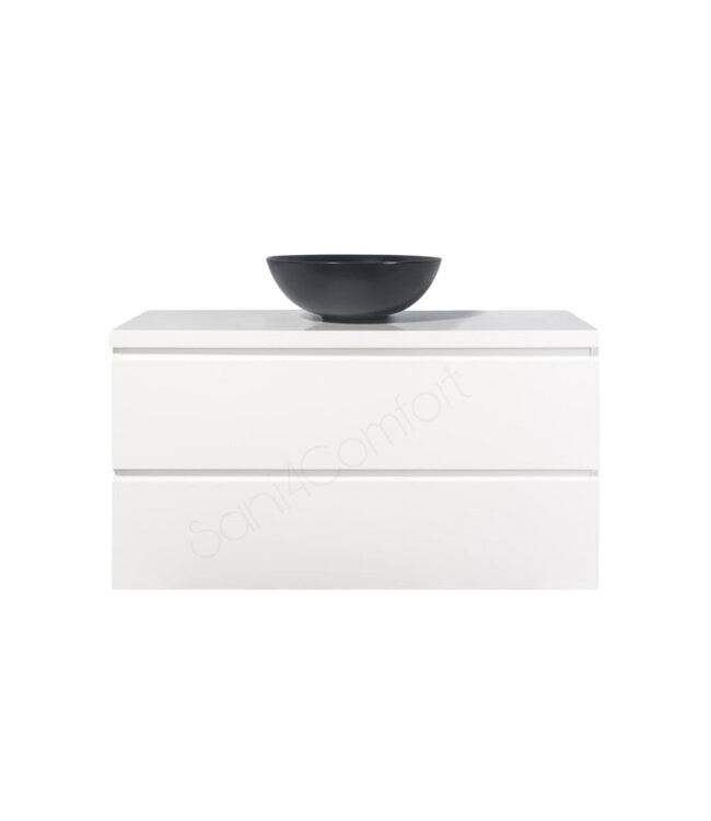 Badkamermeubel 100x50x45cm Sally Mat Wit Topblad zonder uitsparing