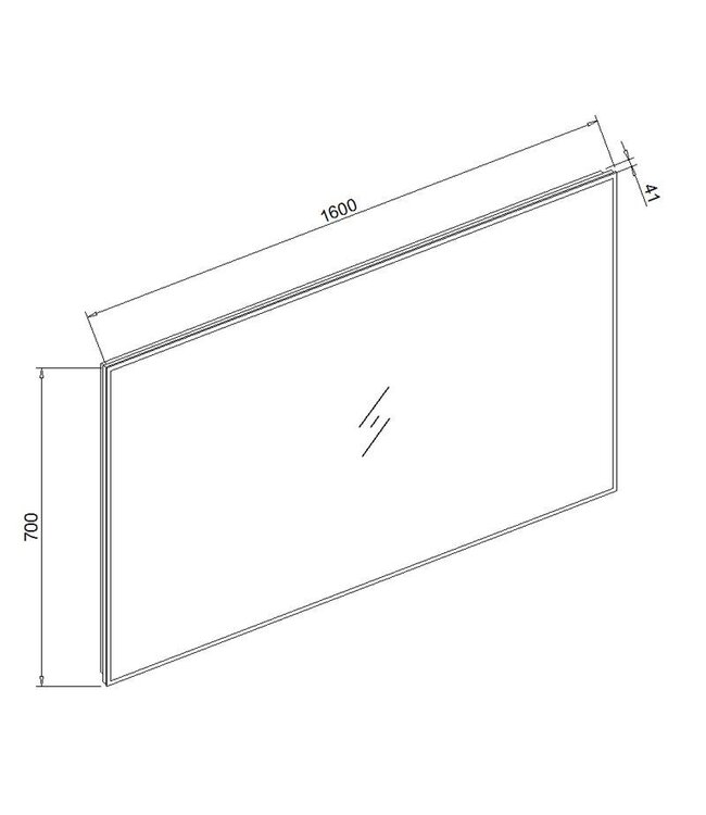 Badkamerspiegel Quatro 160x70cm LED Verlichting rondom Touch lichtschakelaar Dimbaar met Verwarming Anti Condens